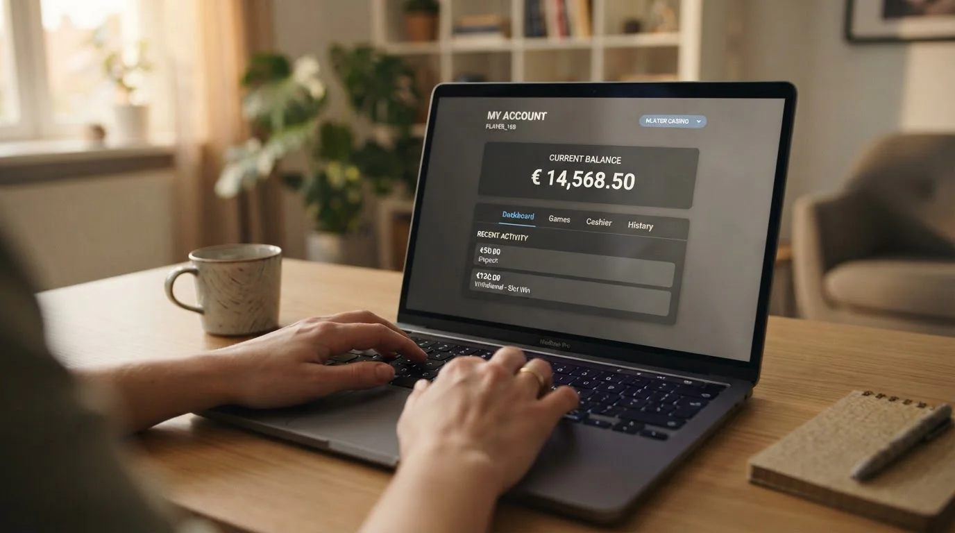 Pantalla de cuenta con un símbolo de euro y campo de saldo