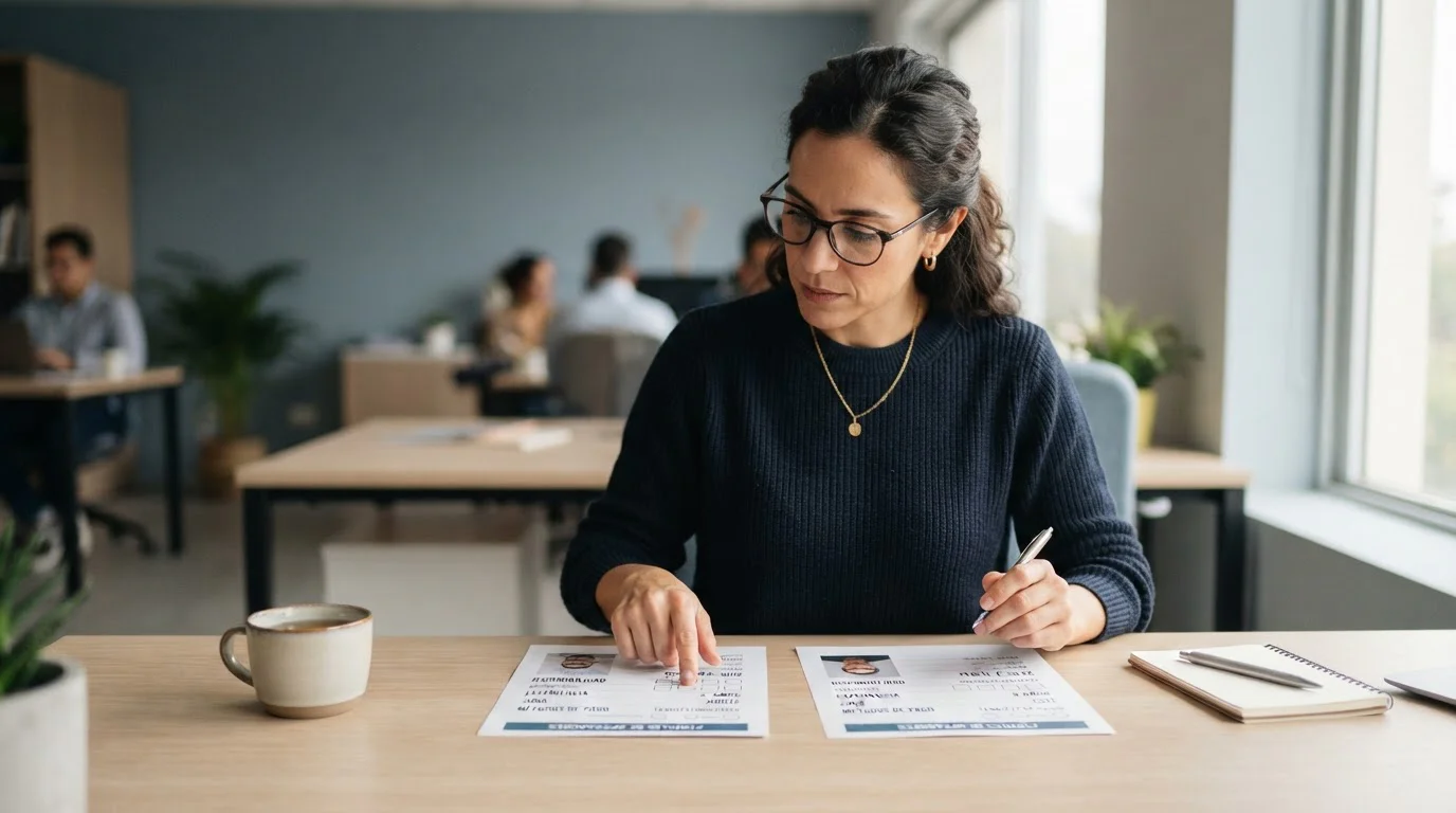Persona comparando fichas de operadores y sus métodos de pago