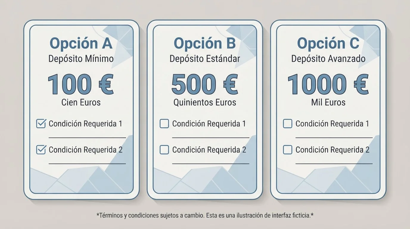 Tres opciones de importe de depósito en una comparación ilustrativa
