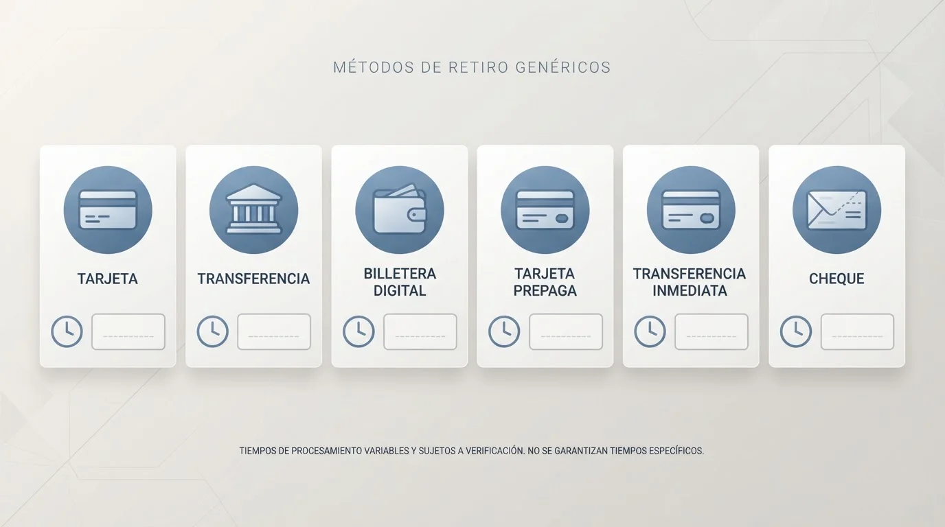 Seis opciones de retirada junto a iconos de reloj para comparar plazos