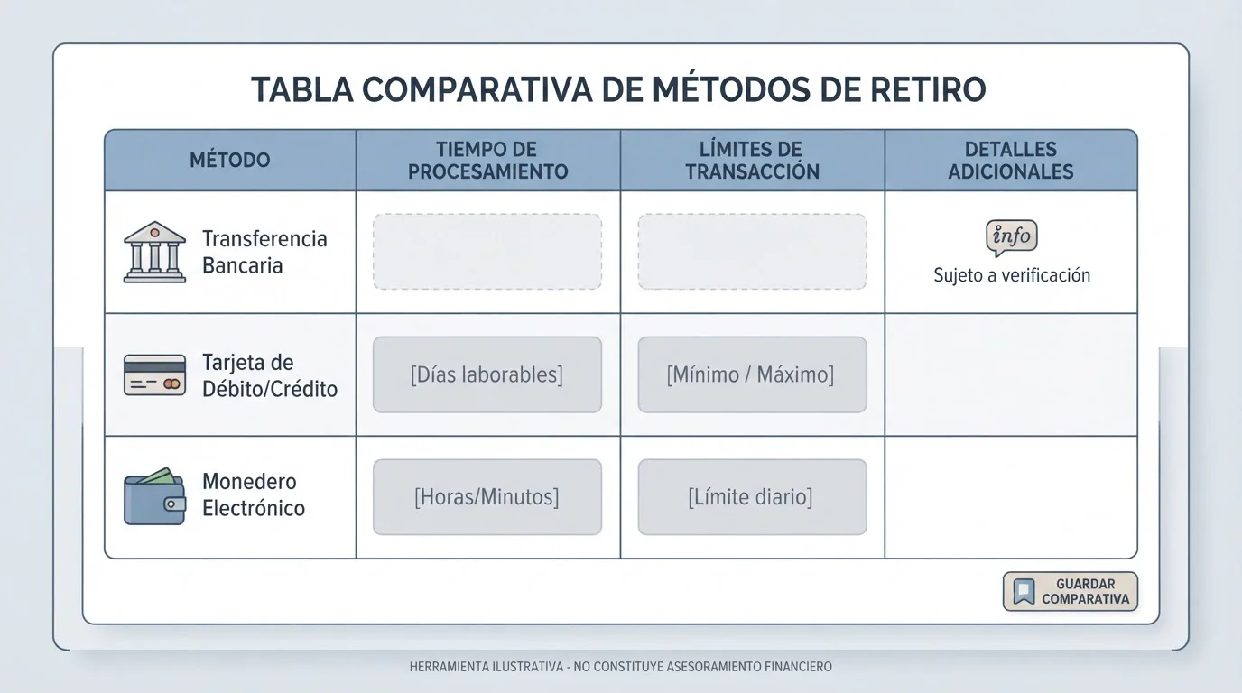 Tabla ilustrativa con columnas de plazos y límites de retirada