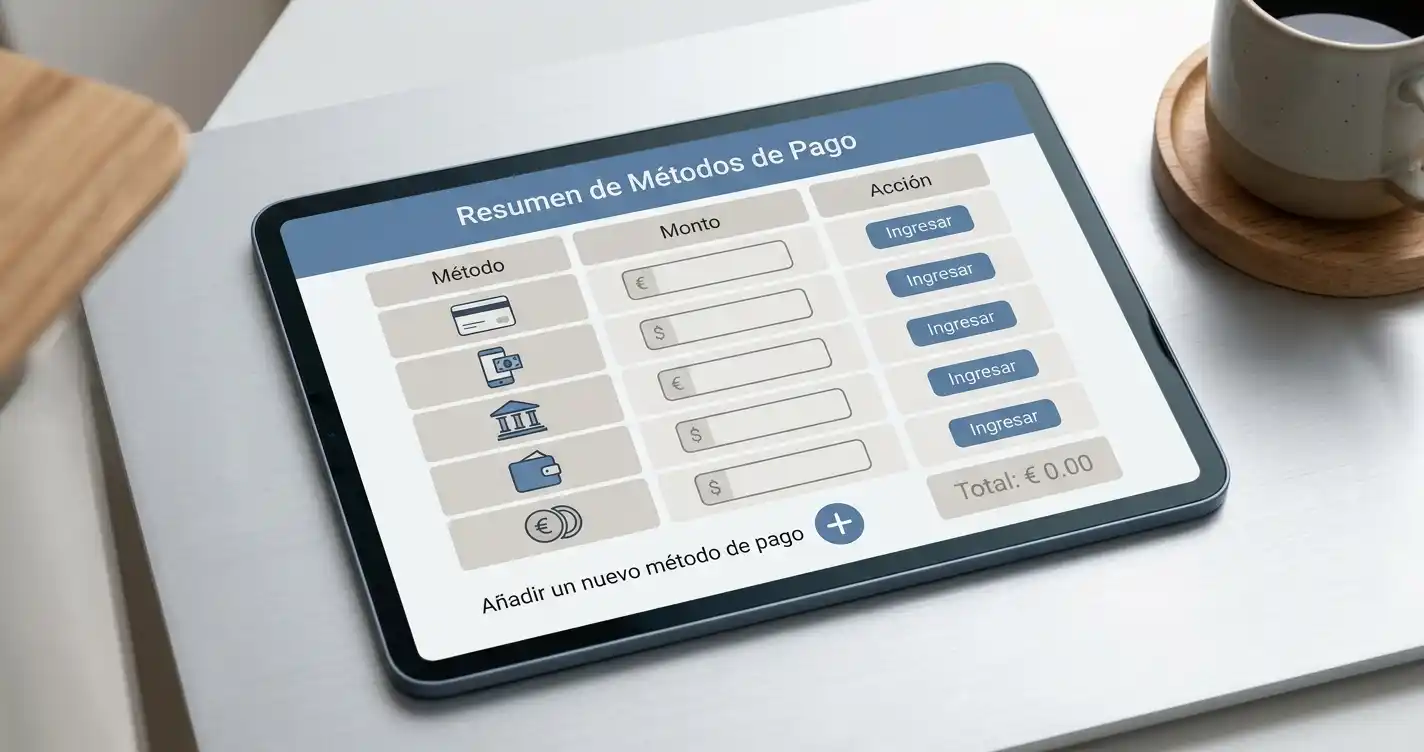 Matriz de métodos de pago e importes disponibles para comparar