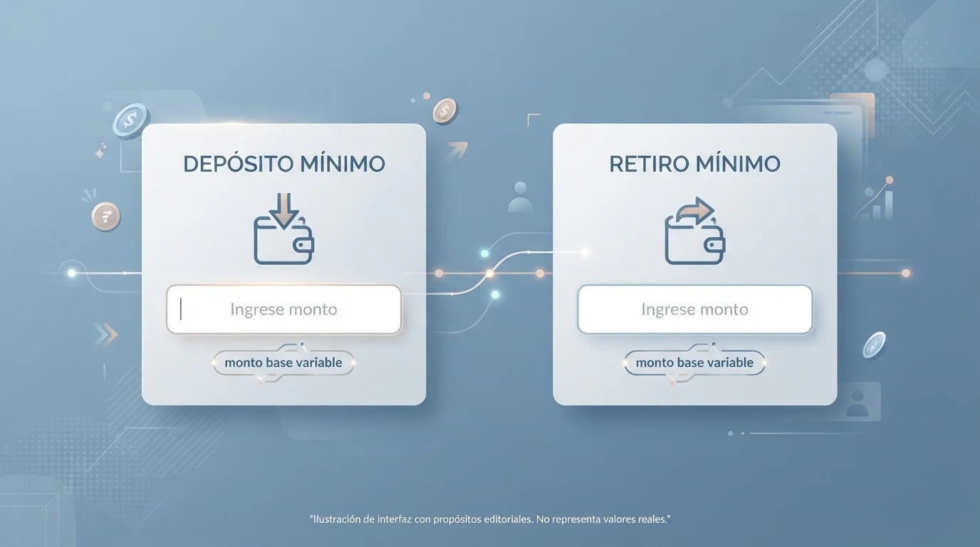 Dos campos de importe que distinguen el mínimo de depósito del de retirada