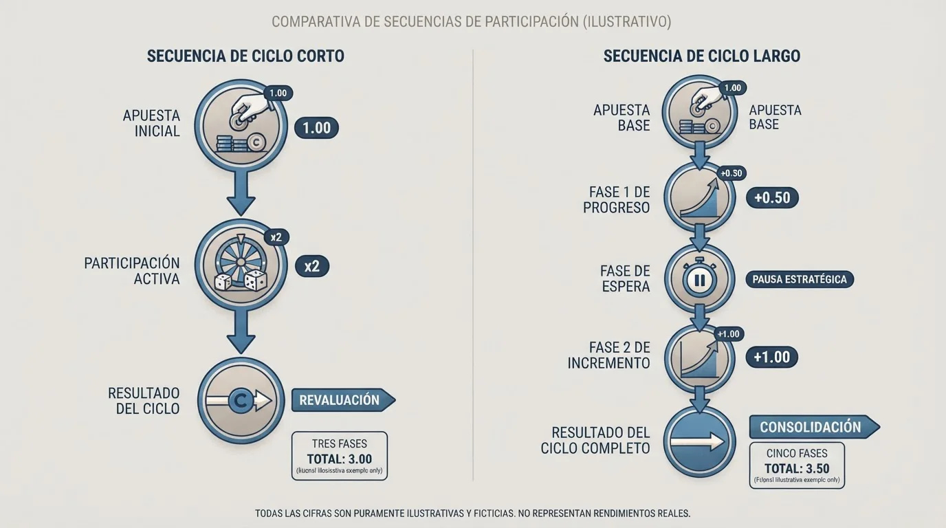 Dos recorridos de apuesta ilustrativos con distinta cantidad de ciclos