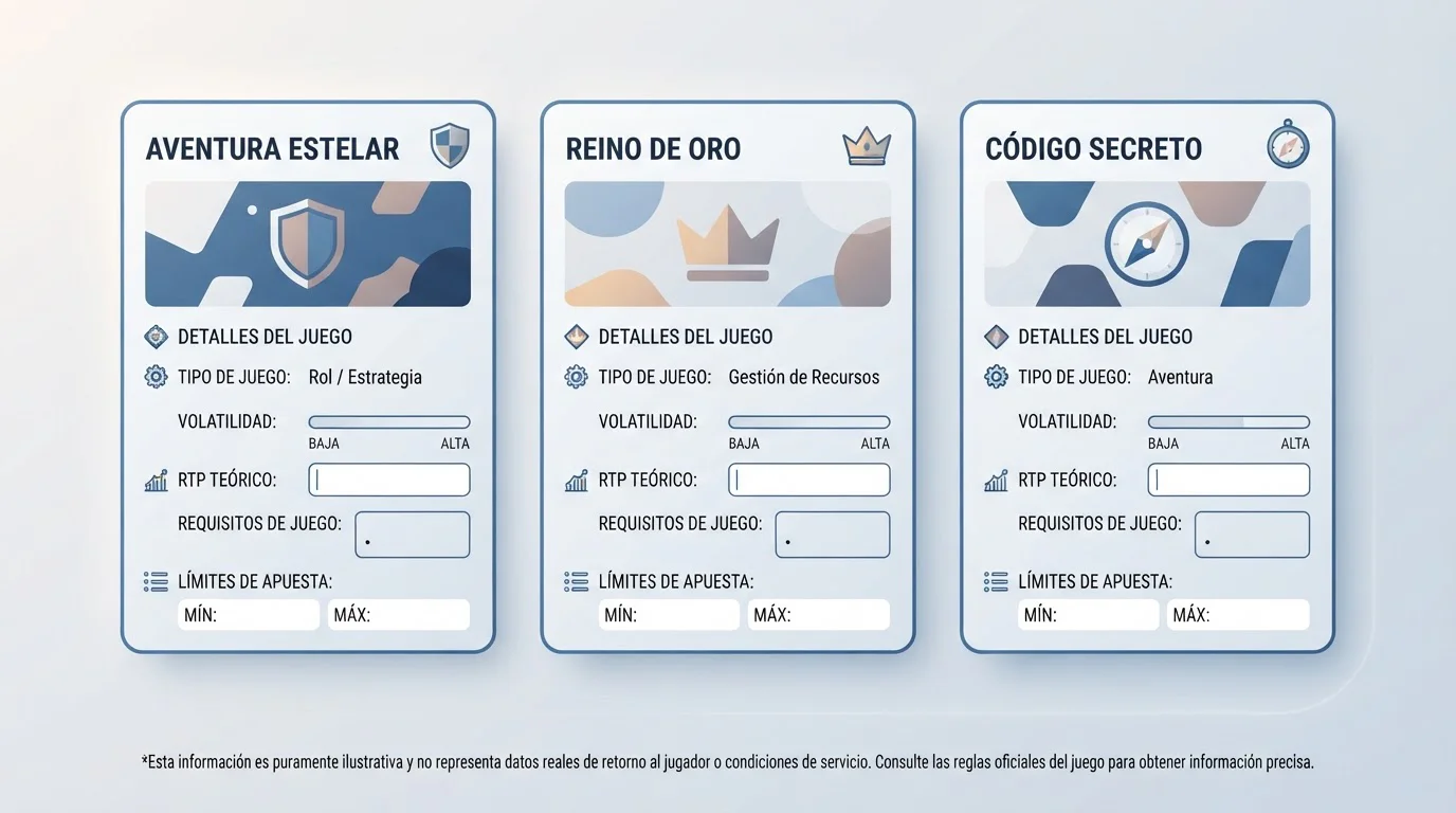 Fichas de juegos con campos para comparar RTP y condiciones