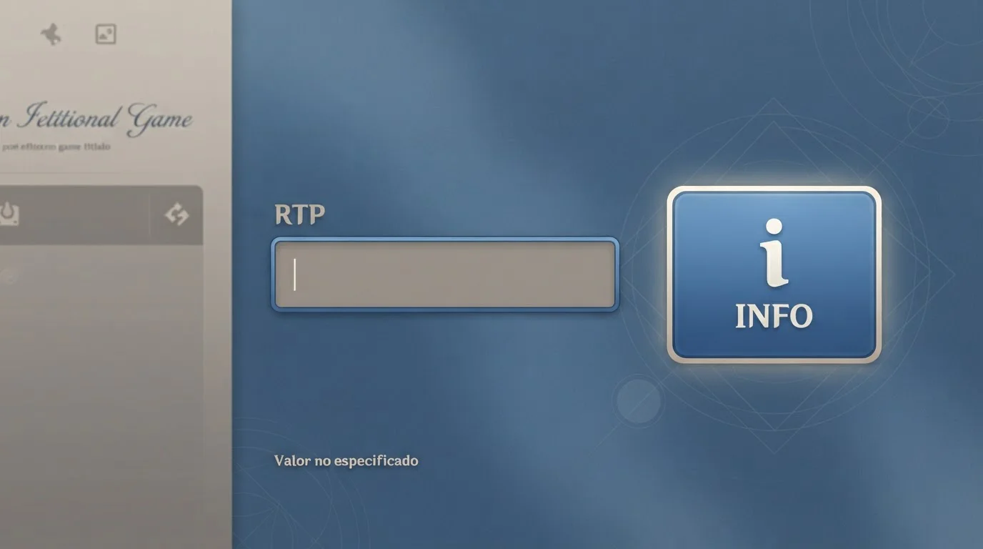Botón de información resaltado junto al campo de RTP de un juego genérico